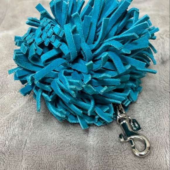 Coach Turquoise Suede-like Pom Pom - Picture 1 of 4